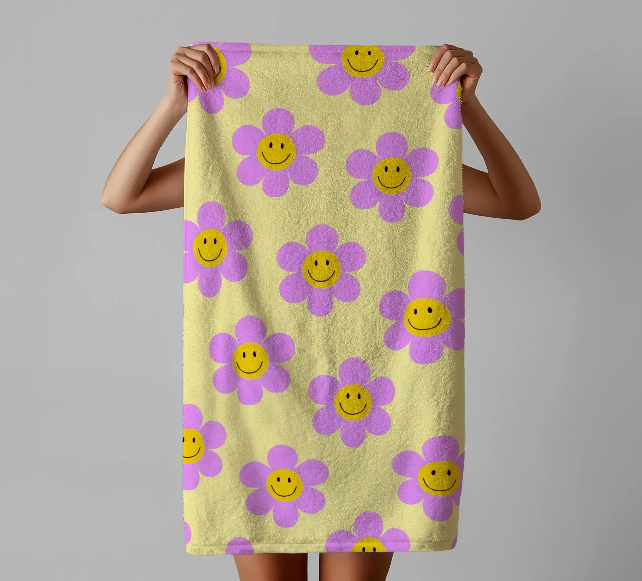 Sunflower Smile Pattern asciugamano da bagno da Attaboy Dsgn