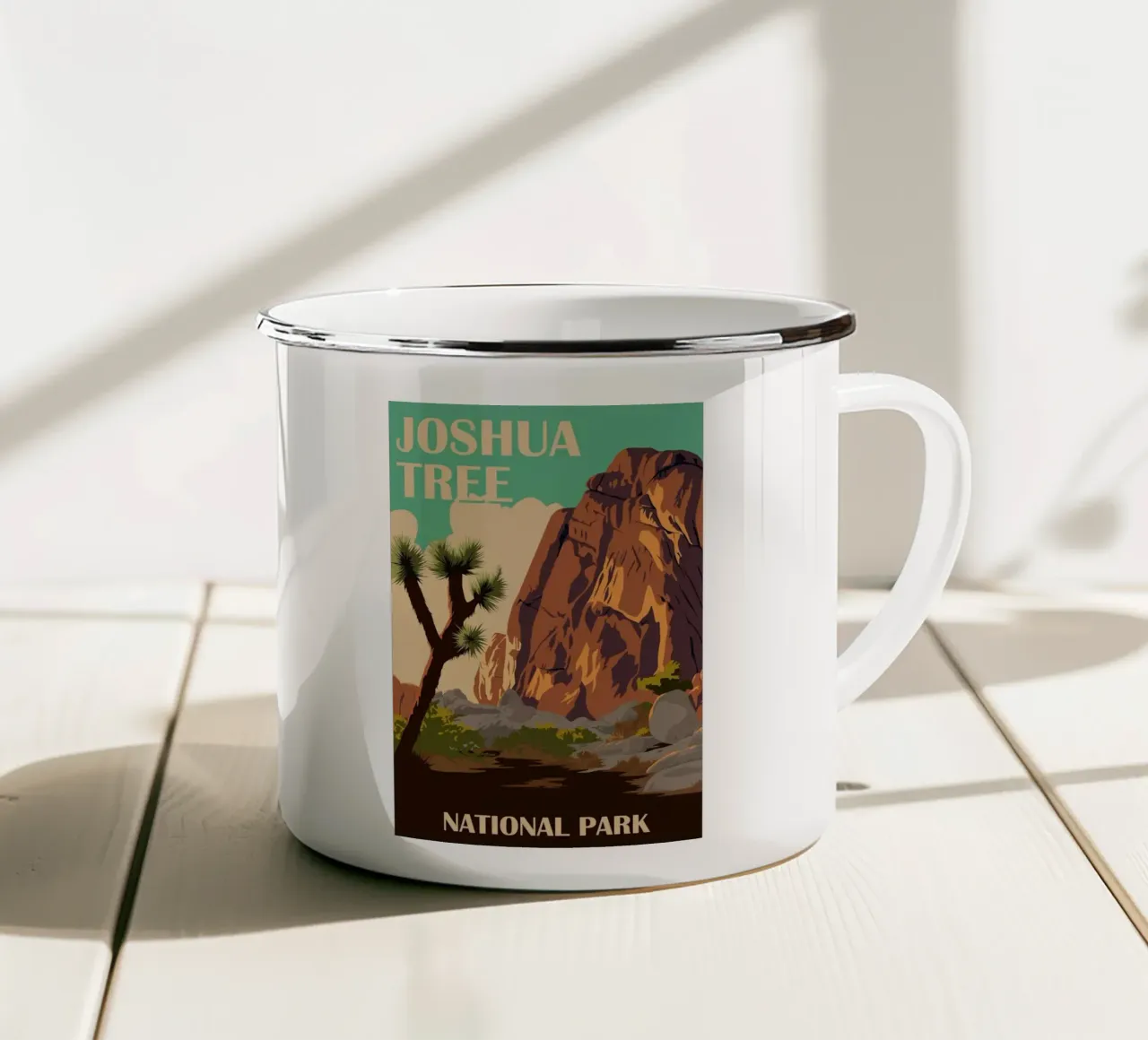 Joshua Tree I Emaille Tasse von Morgan Scotts