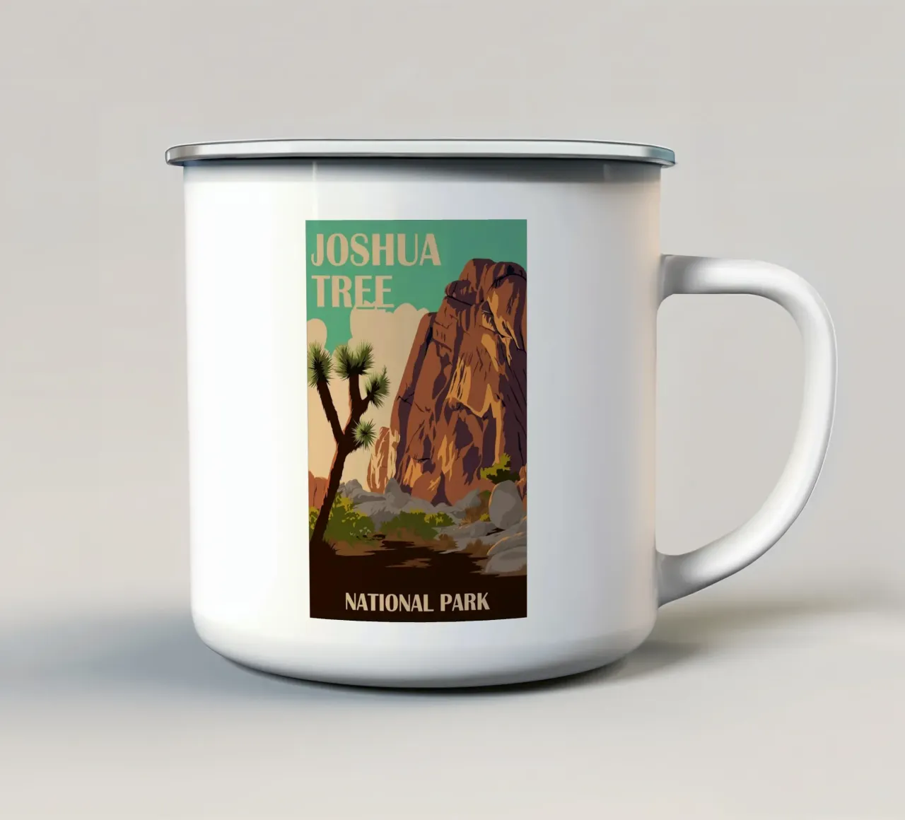 Joshua Tree I Emaille Tasse von Morgan Scotts