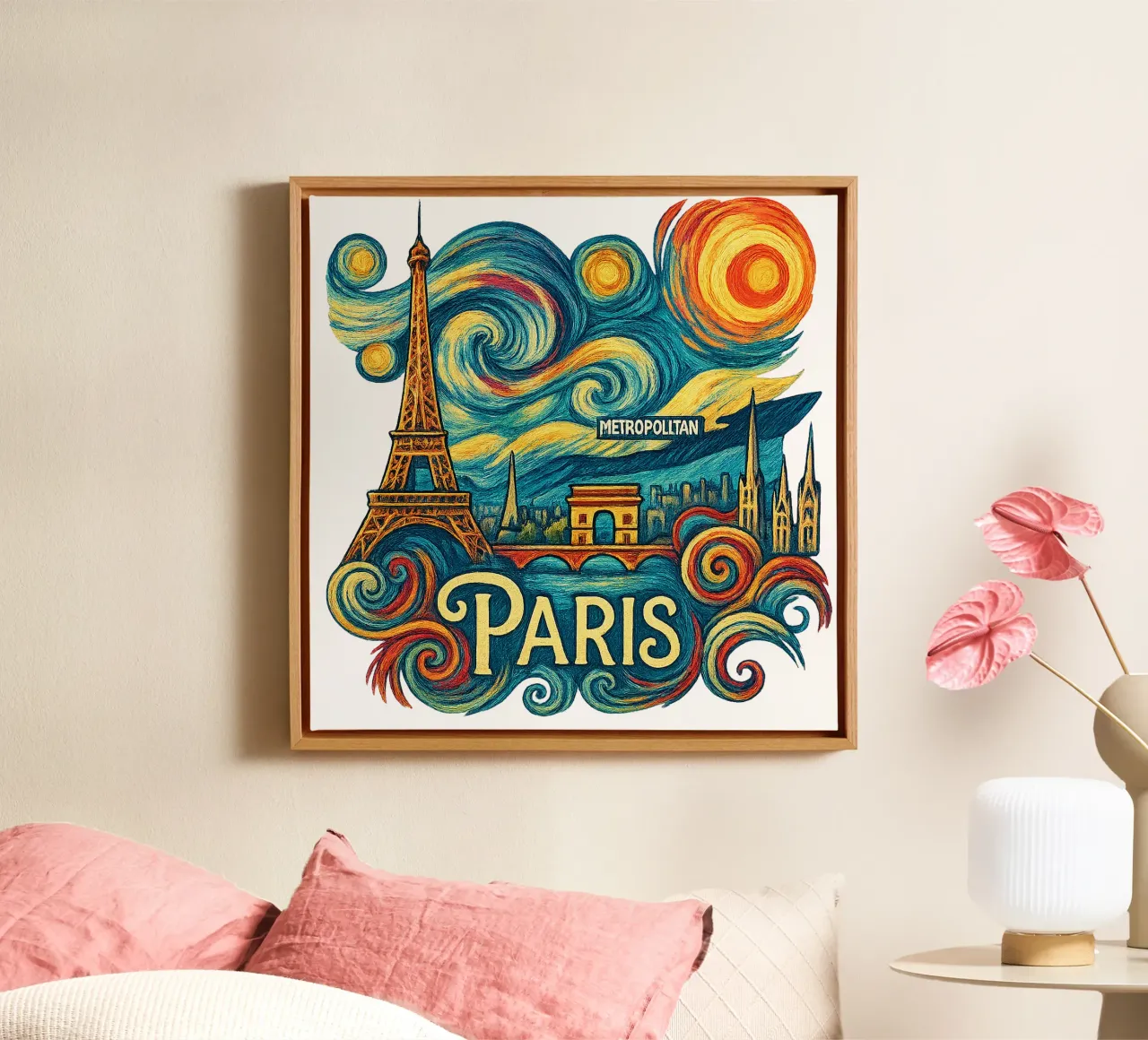FREE PARIS tela con Cornice a cassetta da Vintage Van Gogh