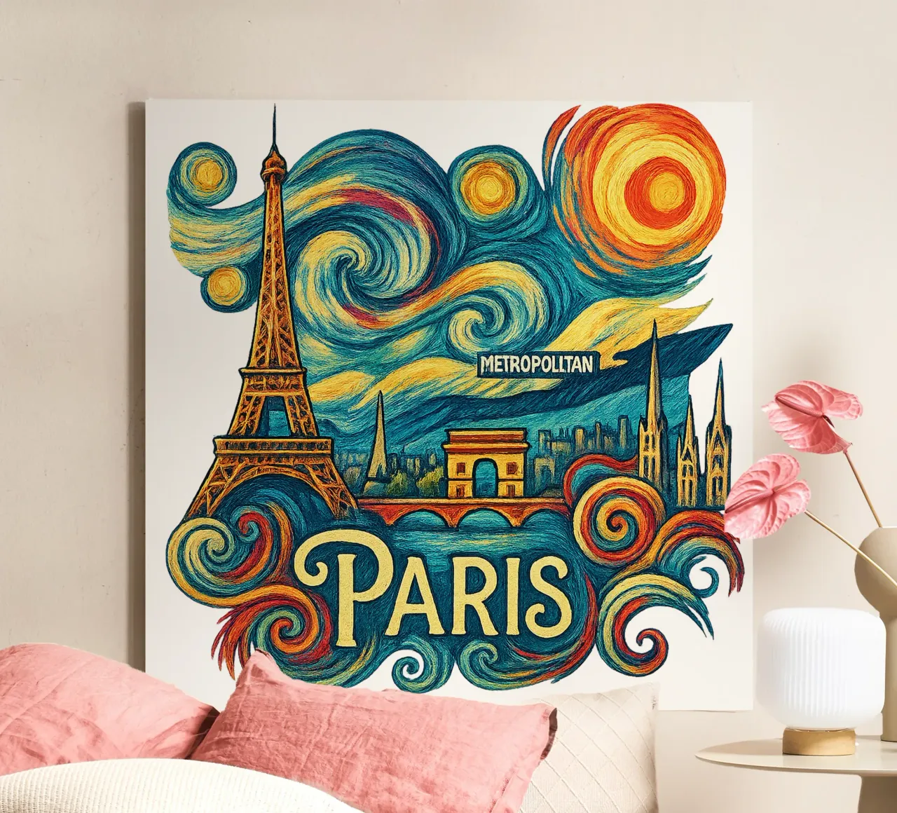 FREE PARIS tela con Cornice a cassetta da Vintage Van Gogh