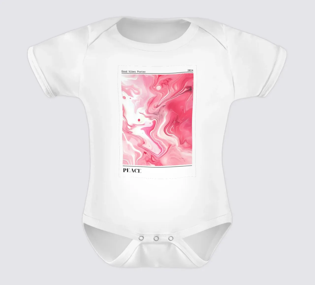Abstrakte rosa Marmor-Kunst - Good Vibes Poster 2024 Kurzarm Babybody von homdeco