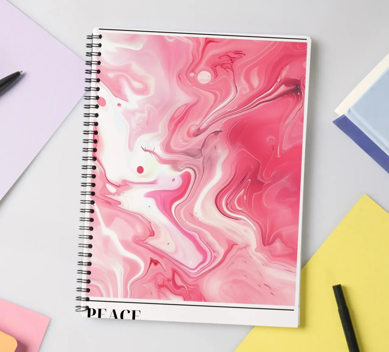 Abstrakte rosa Marmor-Kunst - Good Vibes Poster 2024 Ringbuch von homdeco