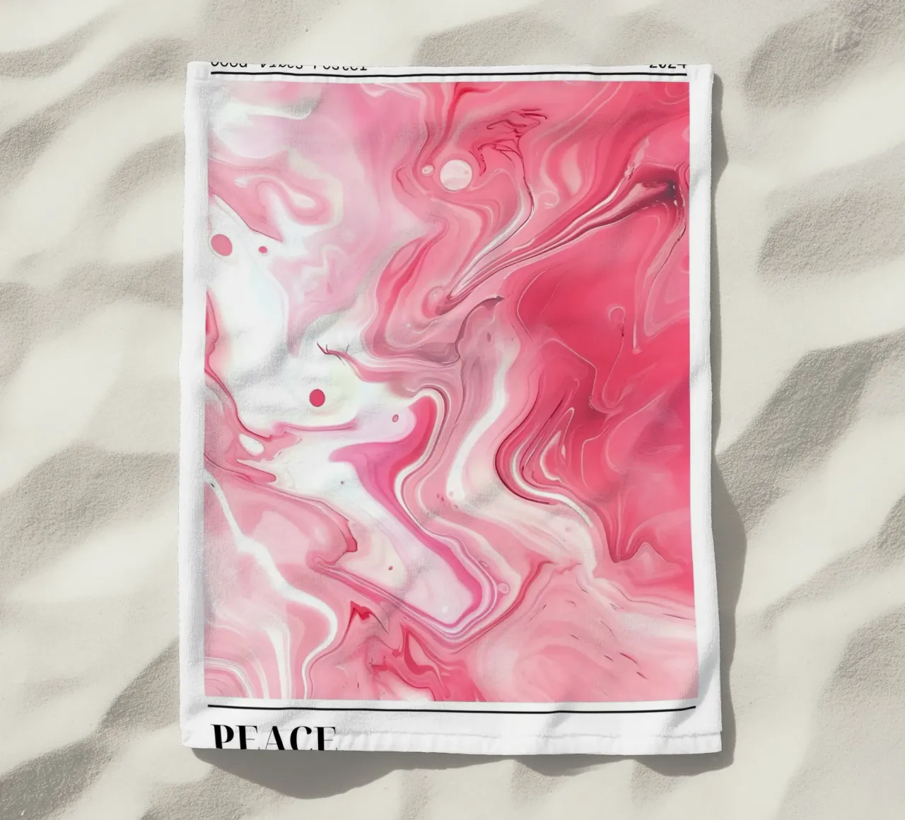 Abstract Roze Marmer Kunst - Good Vibes Poster 2024 strandhanddoek van homdeco