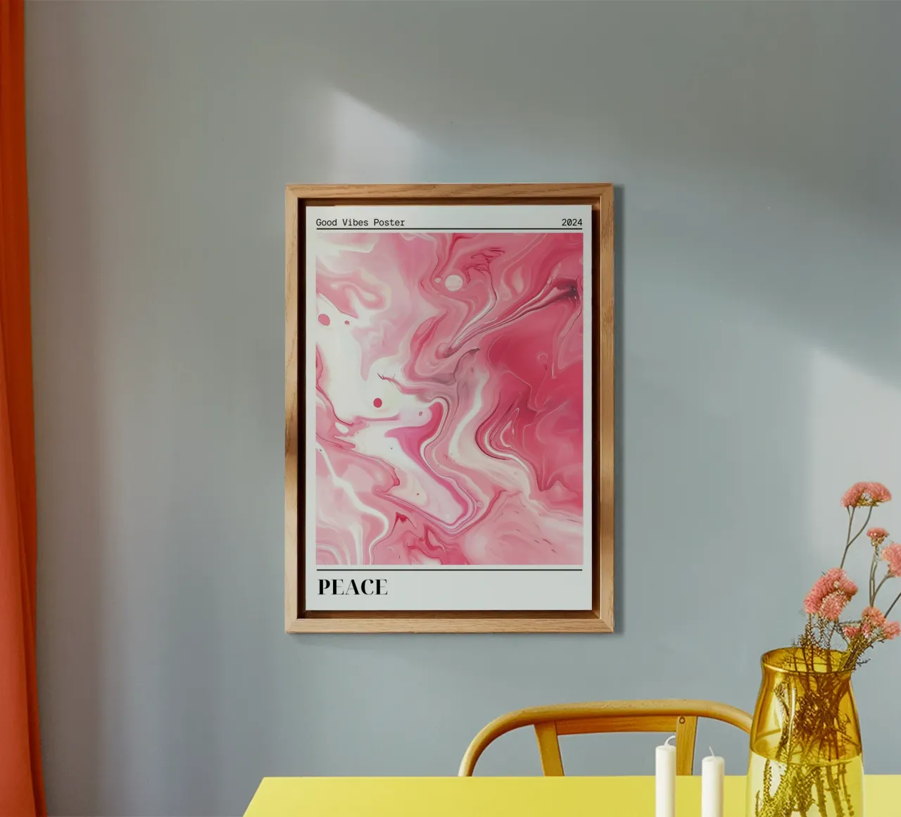 Abstrakte rosa Marmor-Kunst - Good Vibes Poster 2024 Forex-Platte von homdeco