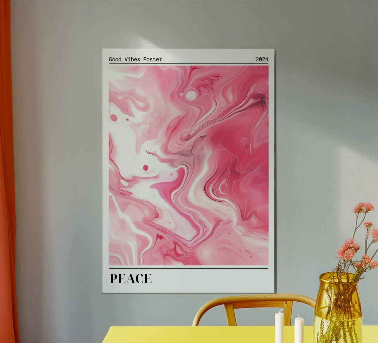 Abstrakte rosa Marmor-Kunst - Good Vibes Poster 2024 Forex-Platte von homdeco