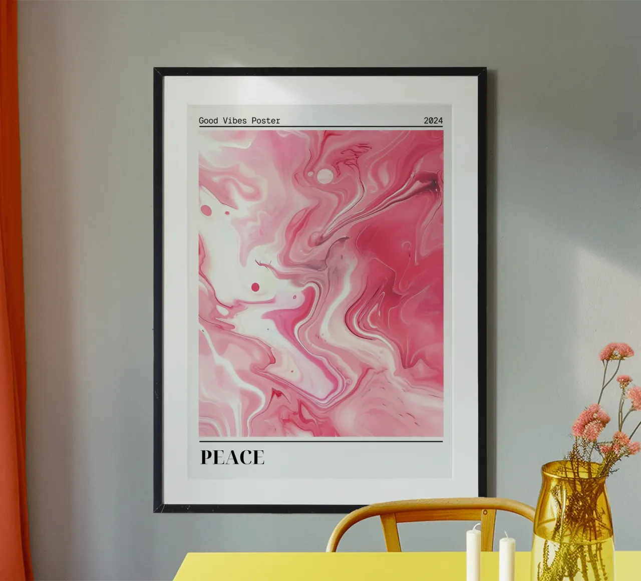 Abstrakte rosa Marmor-Kunst - Good Vibes Poster 2024 Hahnemühle von homdeco