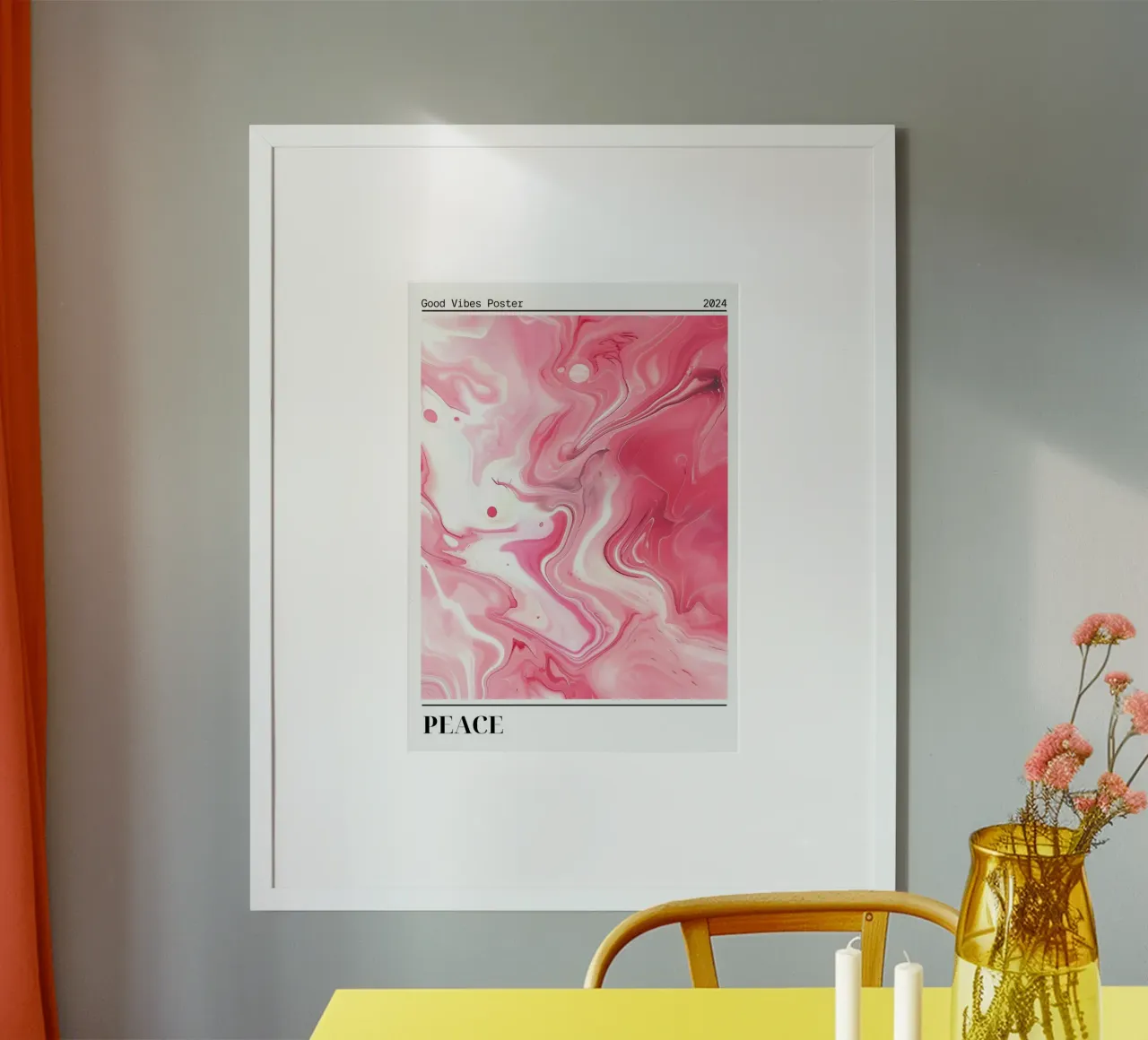 Abstrakte rosa Marmor-Kunst - Good Vibes Poster 2024 Hahnemühle von homdeco