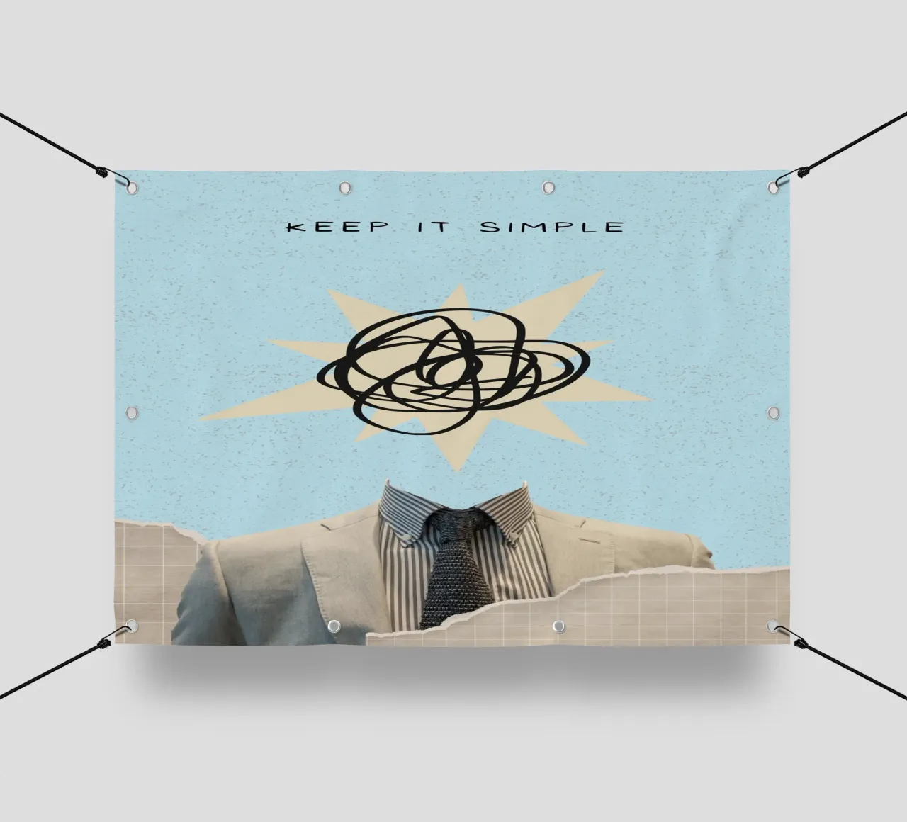 Stampa artistica "Keep It Simple" Collage di teste astratte telo in pvc da homdeco
