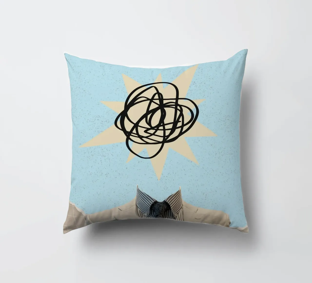 Stampa artistica "Keep It Simple" Collage di teste astratte cuscino da homdeco