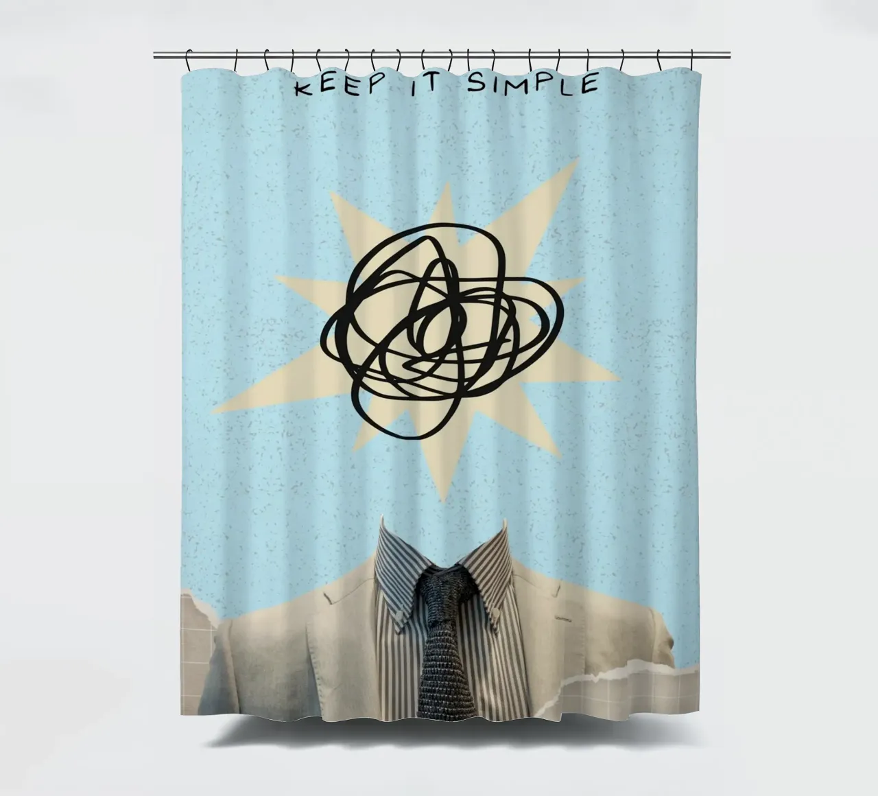 "Keep It Simple" Abstract Hoofd Collage Kunstdruk douchegordijn van homdeco