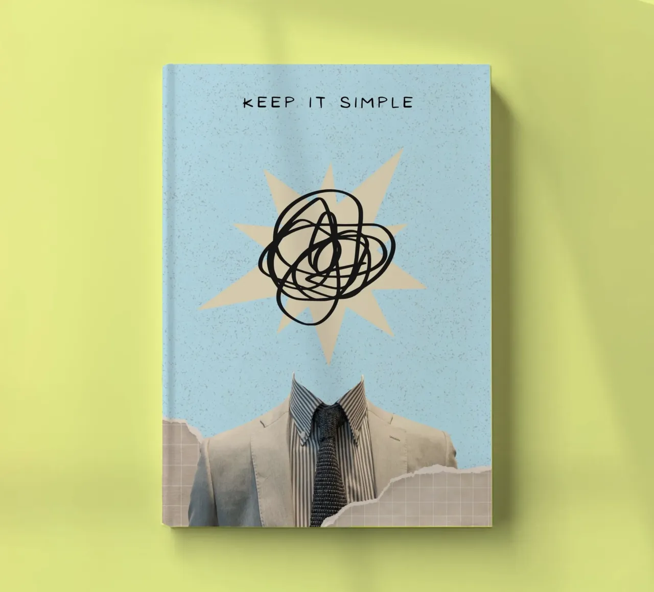 "Keep It Simple" Abstract Head Collage Art Print notebook by homdeco