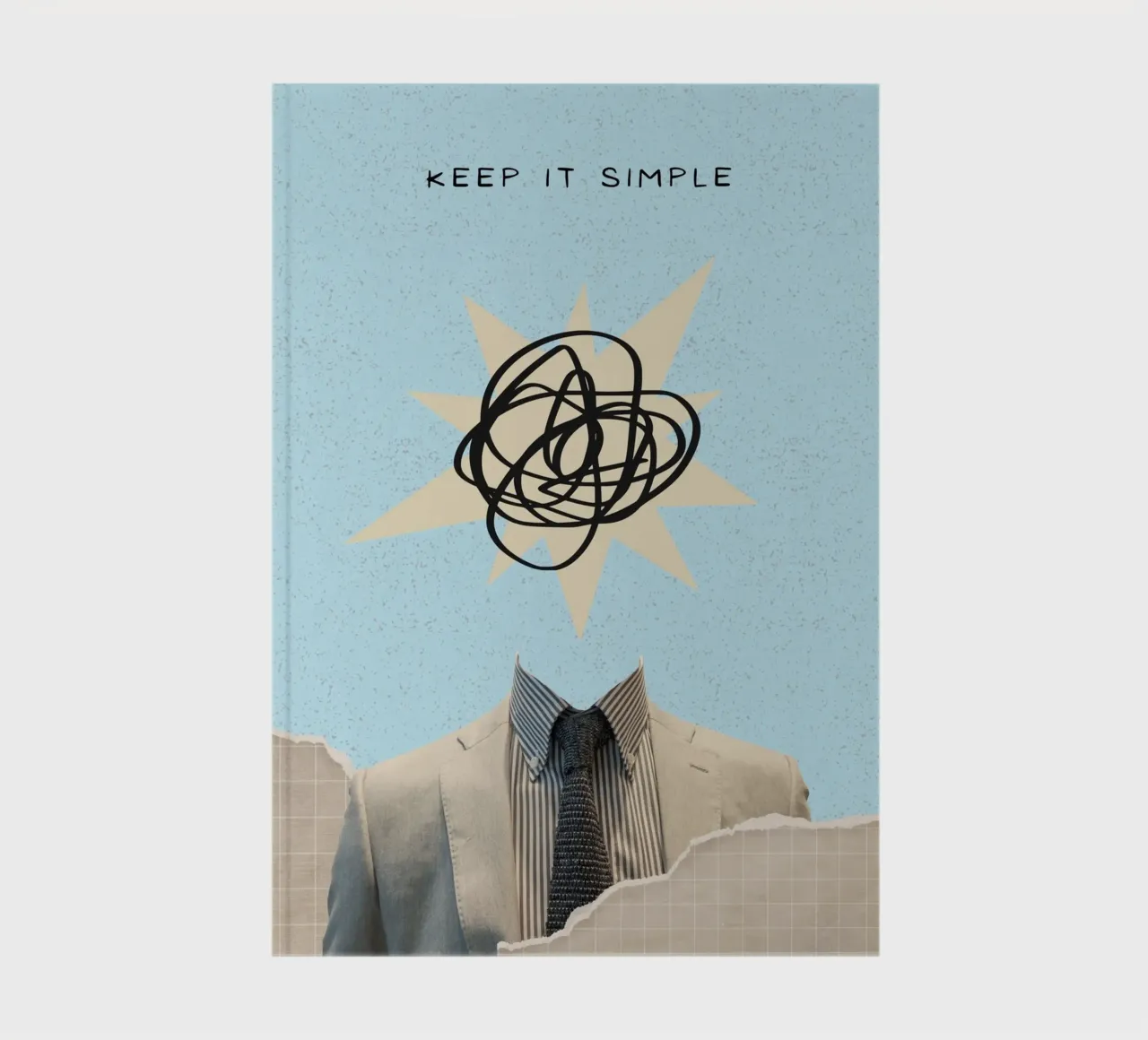 "Keep It Simple" Abstract Head Collage Art Print notebook by homdeco