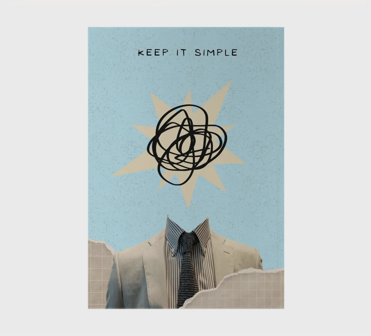"Keep It Simple" Abstract Head Collage Art Print notebook by homdeco
