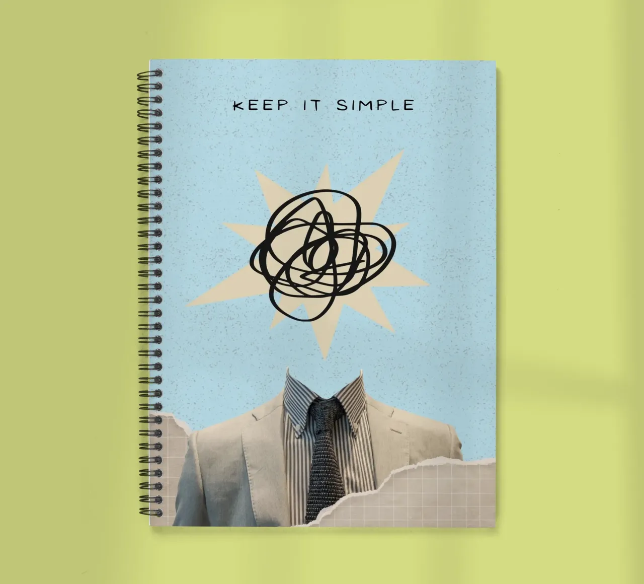 "Keep It Simple" Abstract Head Collage Art Print spiral notebook by homdeco
