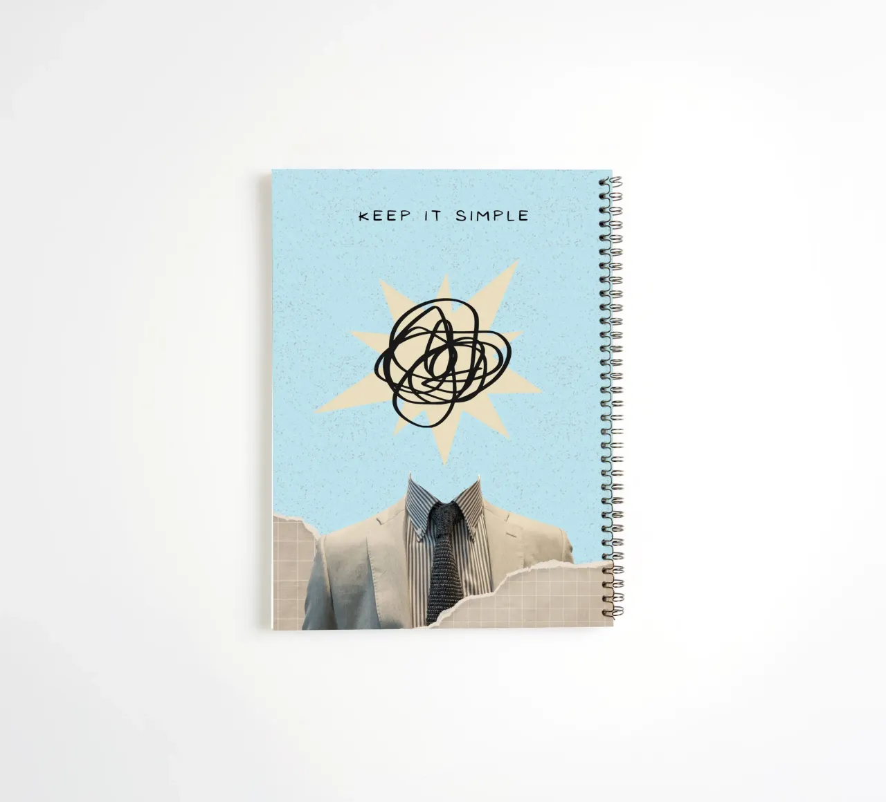 "Keep It Simple" Abstract Head Collage Art Print spiral notebook by homdeco