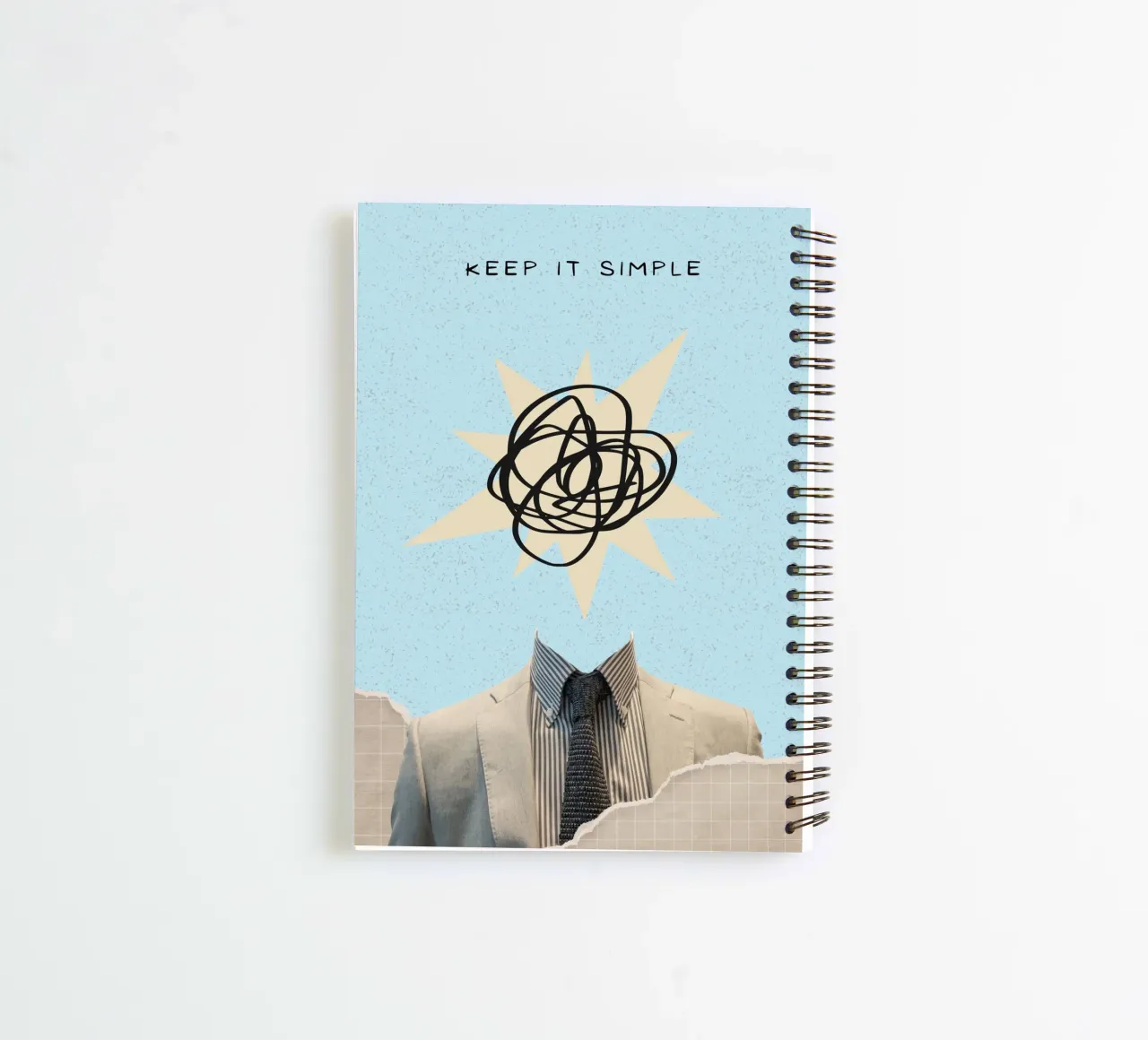 "Keep It Simple" Abstract Head Collage Art Print spiral notebook by homdeco