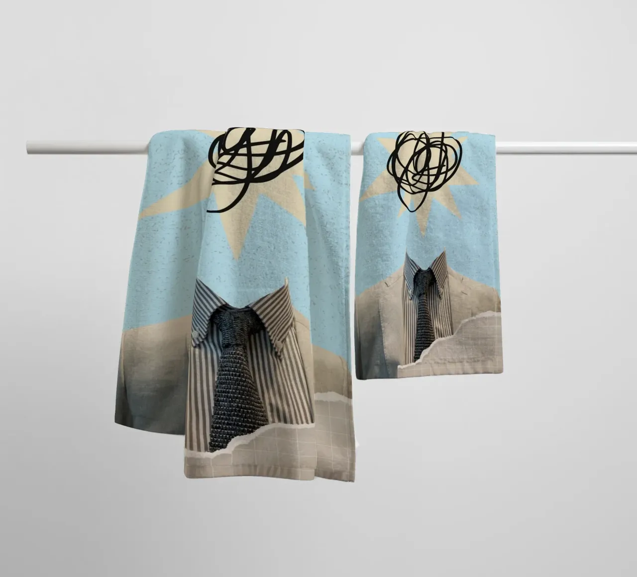 Stampa artistica "Keep It Simple" Collage di teste astratte asciugamano da bagno da homdeco