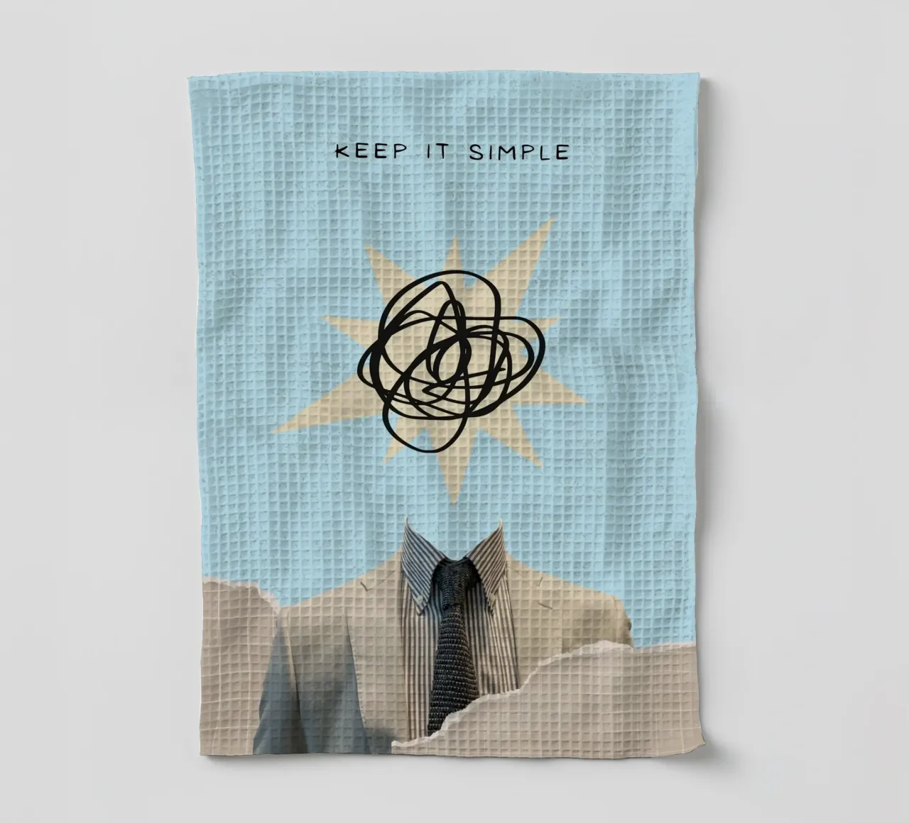 Stampa artistica "Keep It Simple" Collage di teste astratte canovaccio da cucina da homdeco