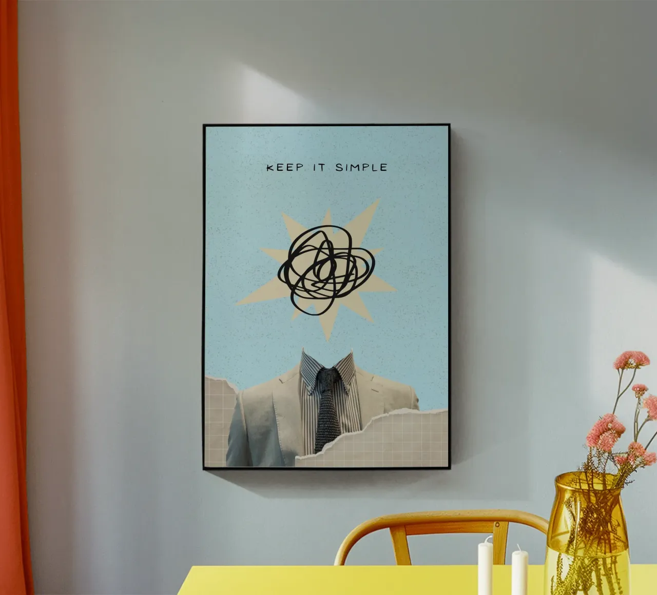 Stampa artistica "Keep It Simple" Collage di teste astratte plexiglass da homdeco