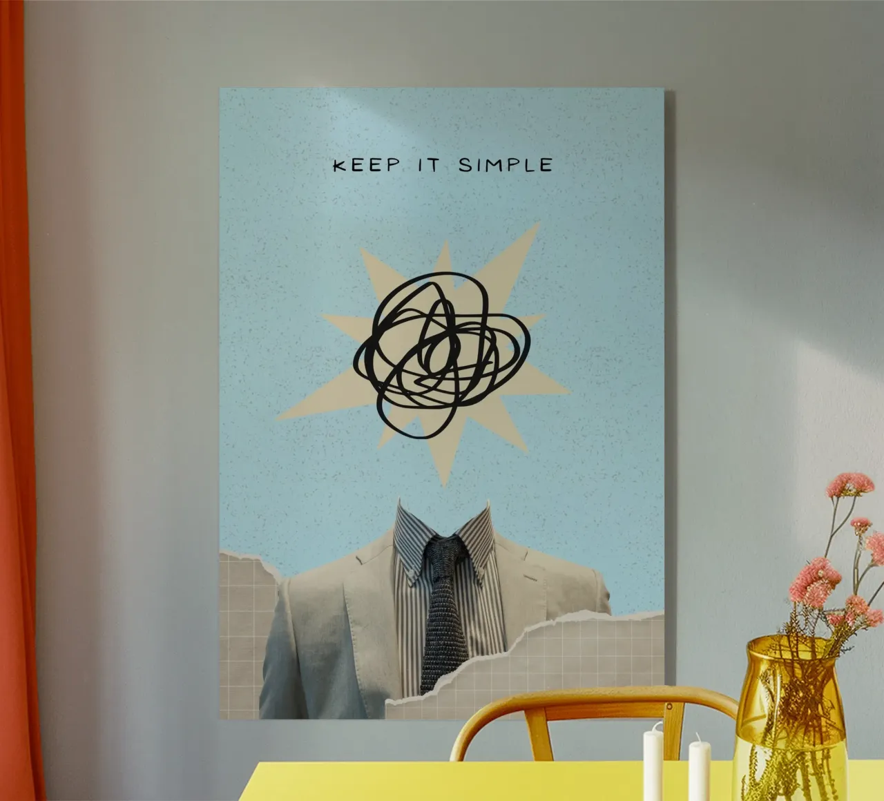 Stampa artistica "Keep It Simple" Collage di teste astratte plexiglass da homdeco