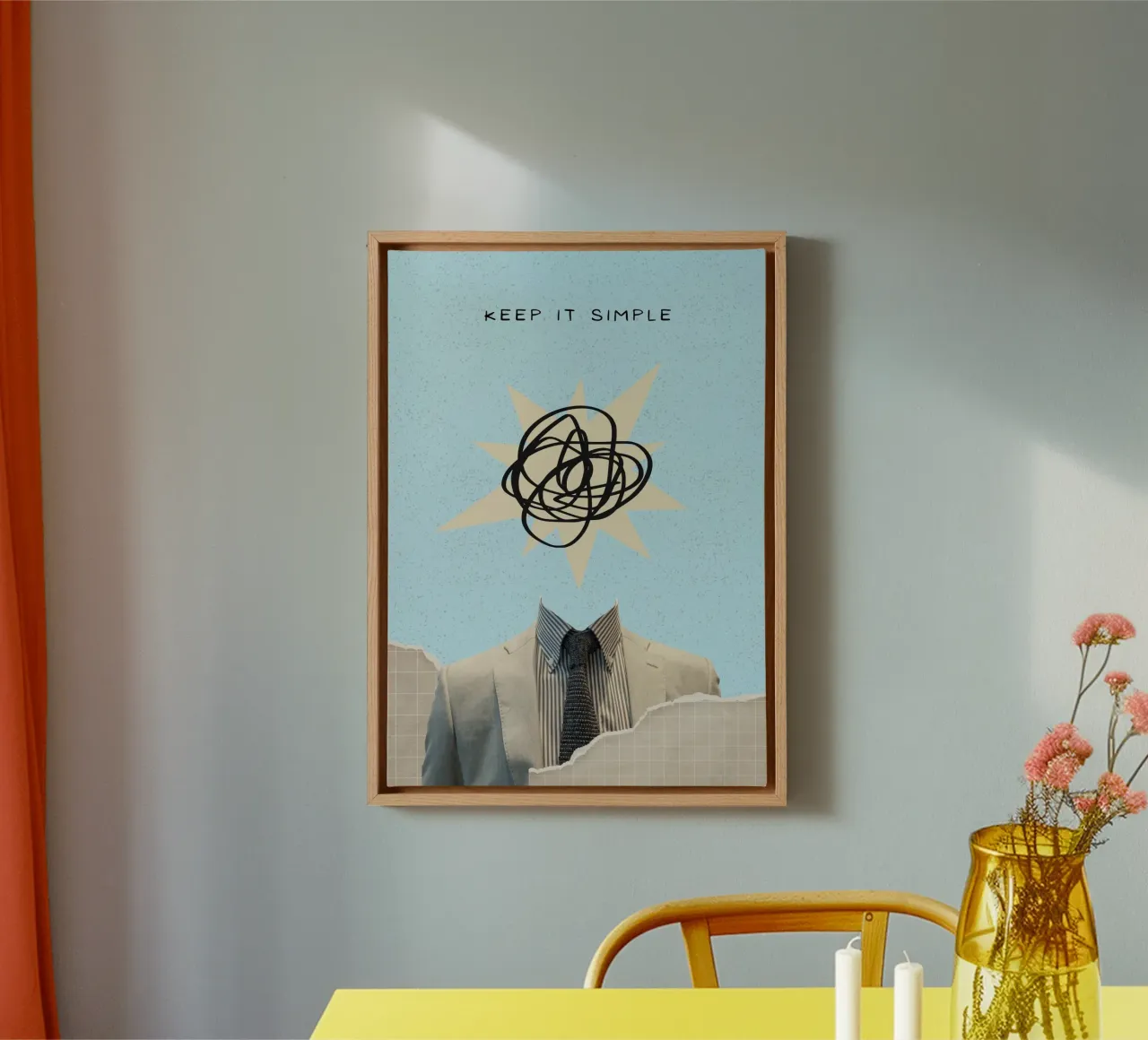 "Keep It Simple" Abstract Hoofd Collage Kunstdruk canvas van homdeco