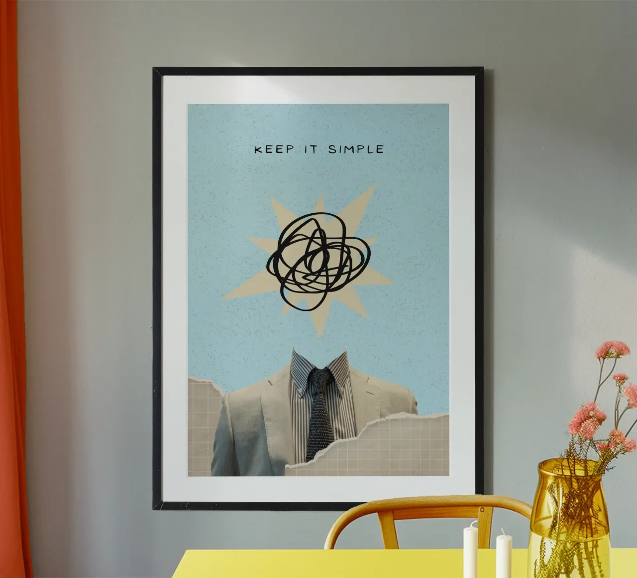 Stampa artistica "Keep It Simple" Collage di teste astratte carta hahnemühle da homdeco