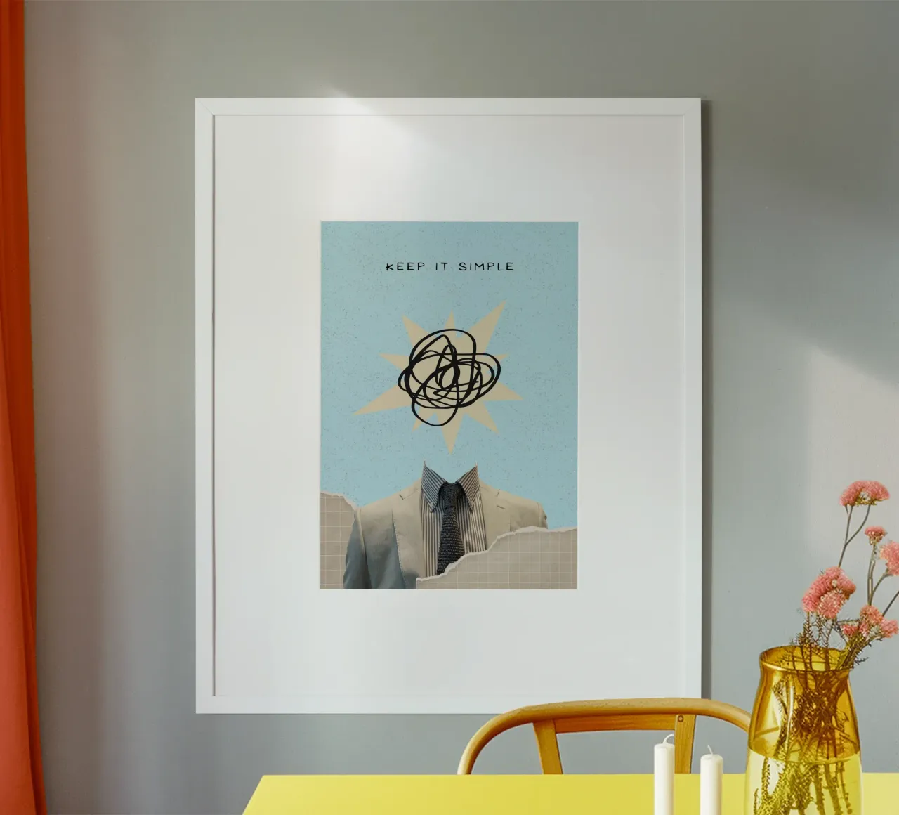 Stampa artistica "Keep It Simple" Collage di teste astratte carta hahnemühle da homdeco
