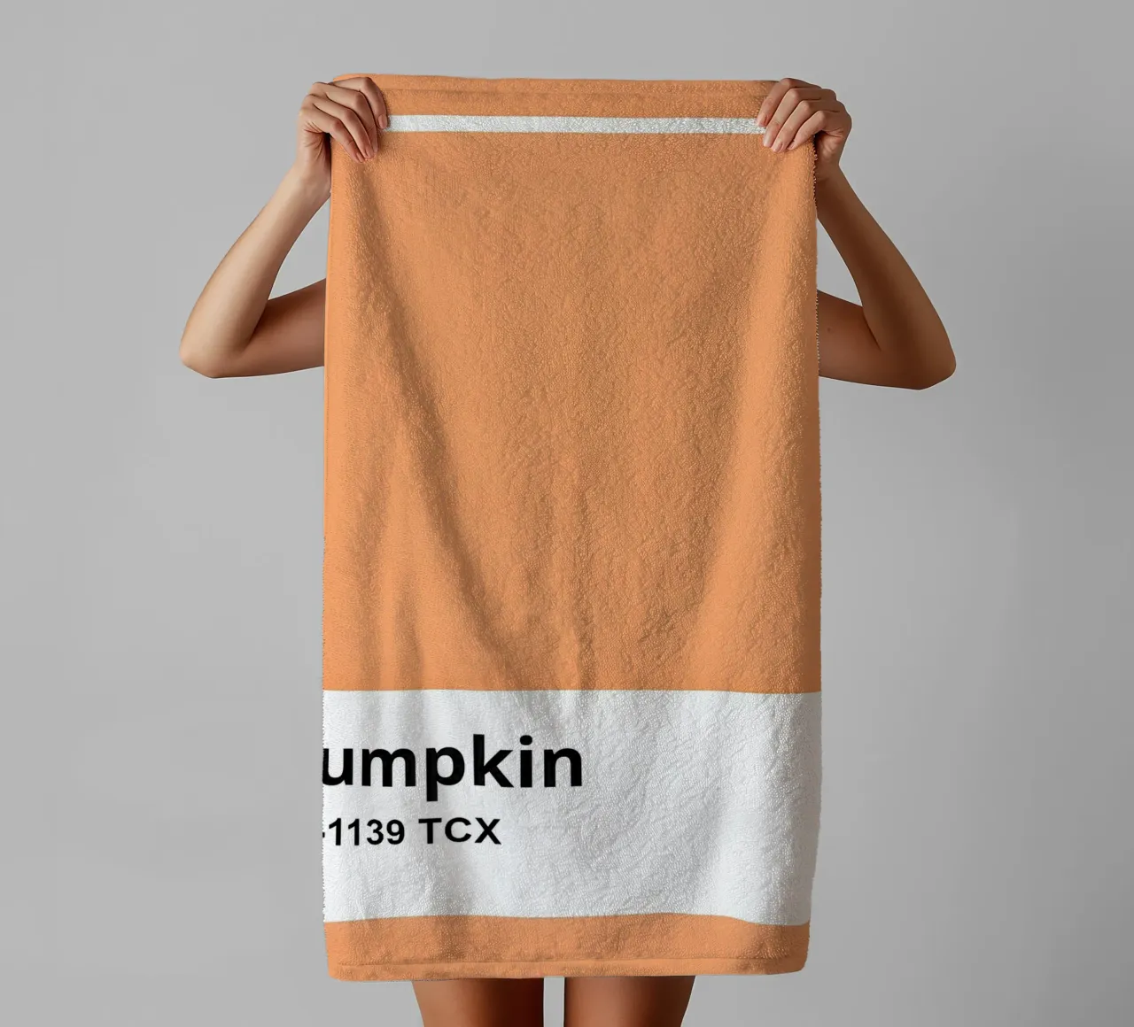 Pantone Pumpkin Color Block Minimalist Print towel by homdeco
