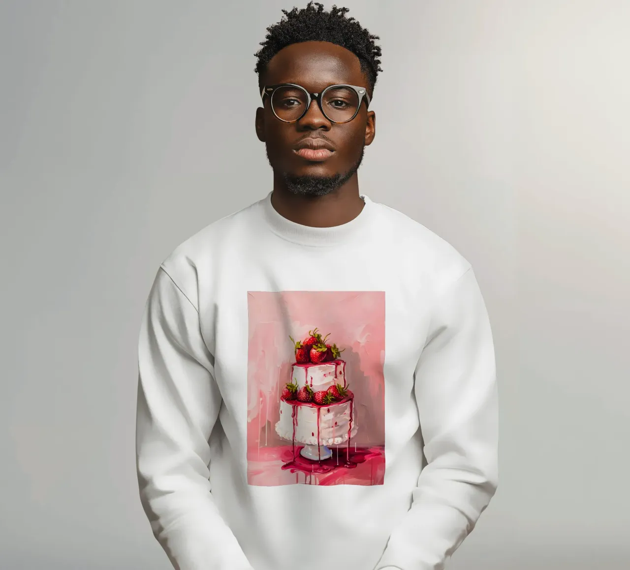 Illustrazione artistica di torta pop con gocciolamento di fragole felpa da homdeco