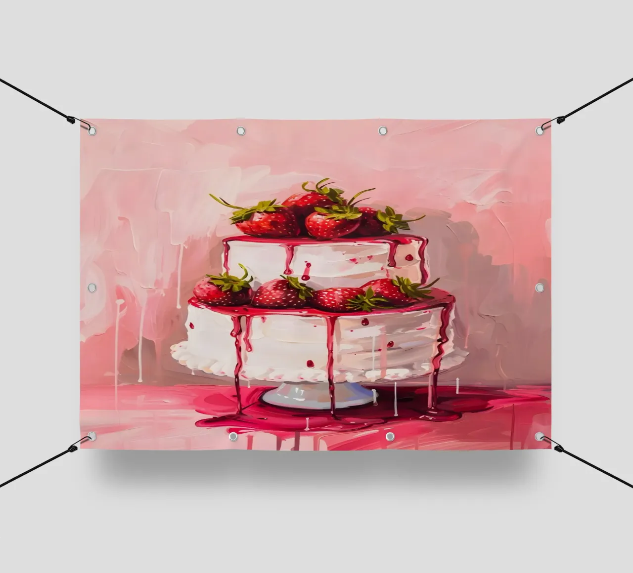 Illustrazione artistica di torta pop con gocciolamento di fragole telo in pvc da homdeco