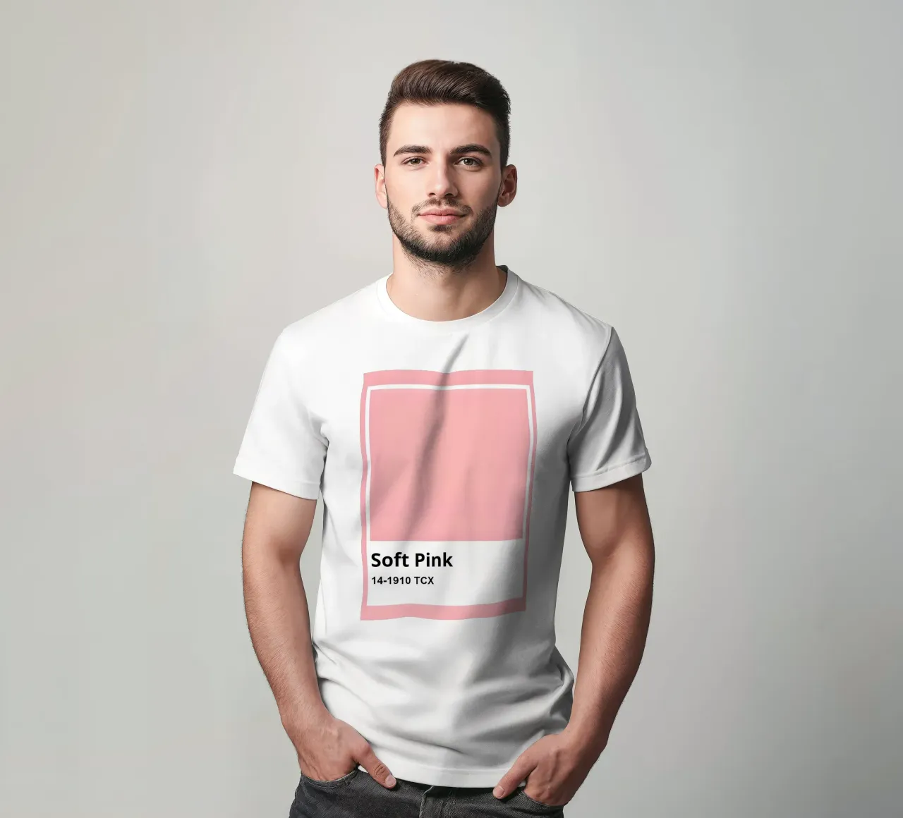 Pantone Soft Pink Minimalist Color Block Print t-shirt by homdeco