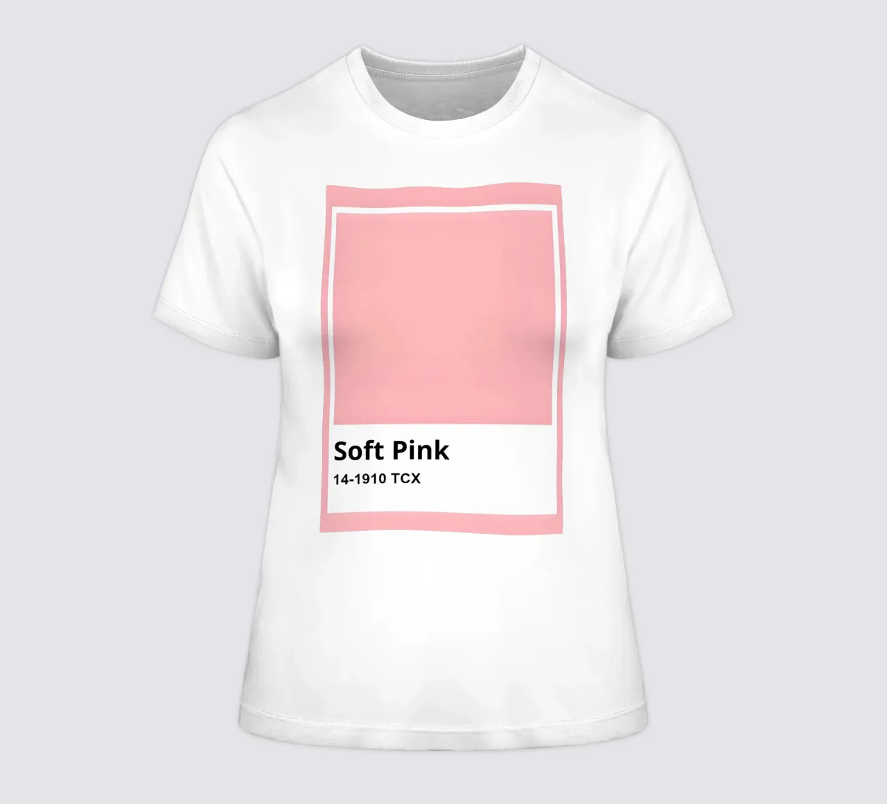 Pantone Soft Pink Minimalist Color Block Print t-shirt ajusté pour femmes de homdeco
