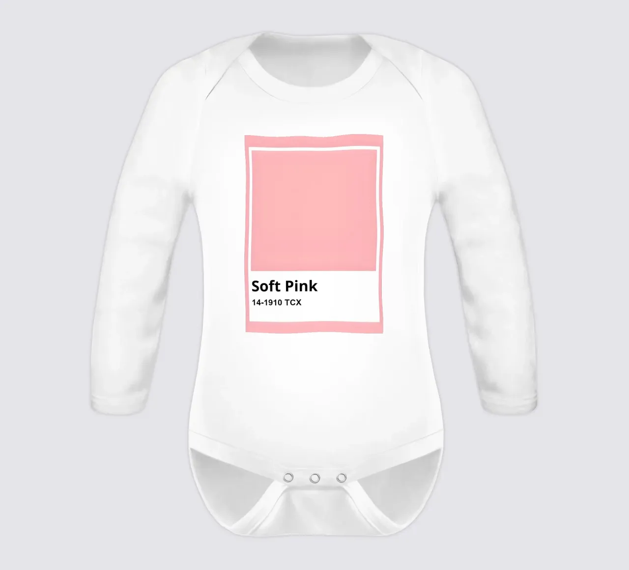 Pantone Soft Pink Minimalist Color Block Print long-sleeve baby romper by homdeco