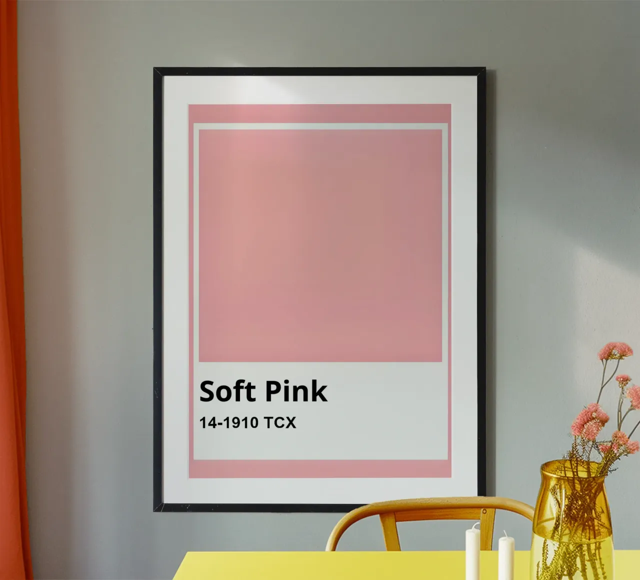 Pantone Soft Pink Minimalist Color Block Print hahnemühle by homdeco