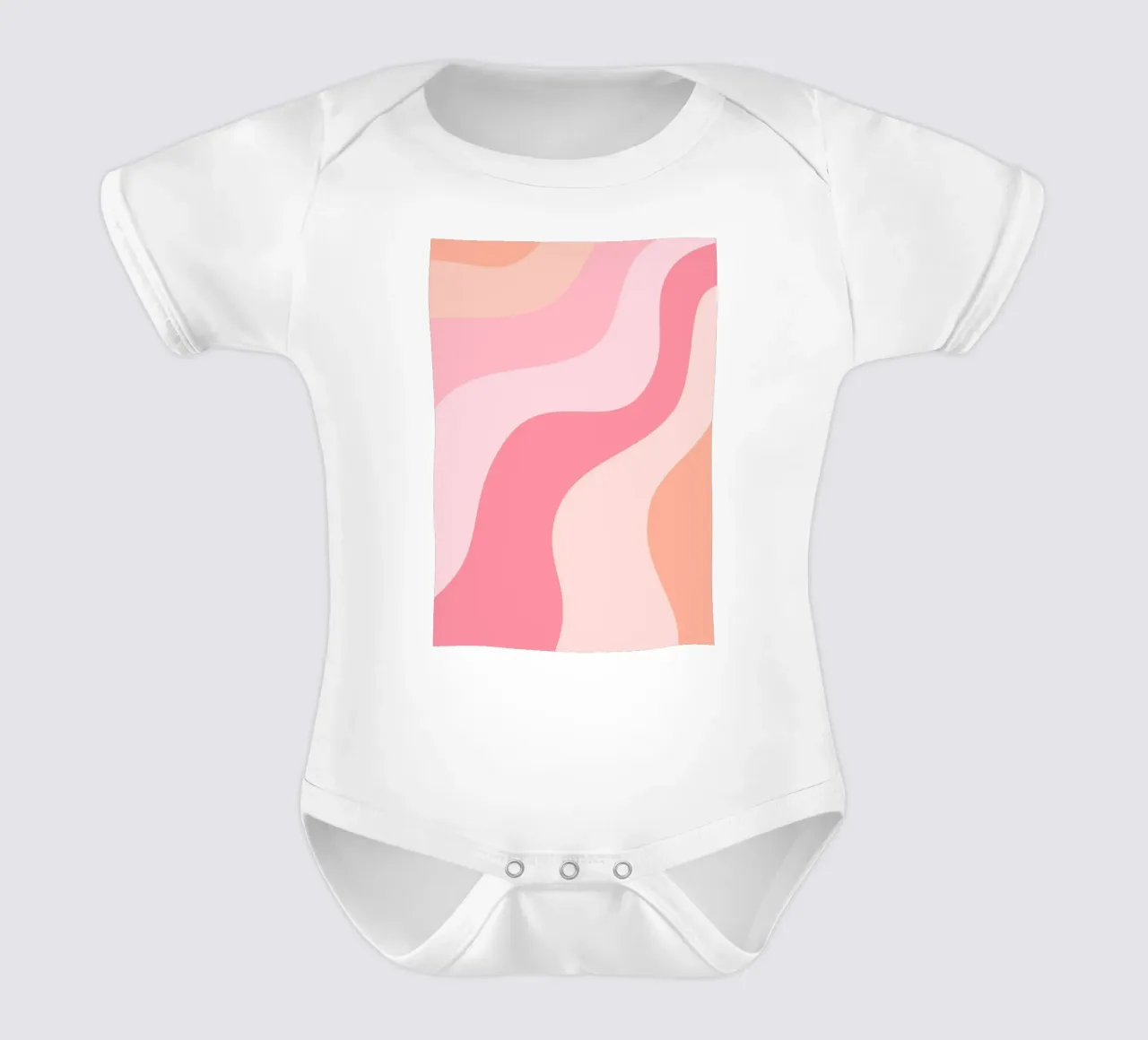 Groovy Roze & Oranje Werveling Abstracte Kunstdruk babyrompertje korte mouwen van homdeco
