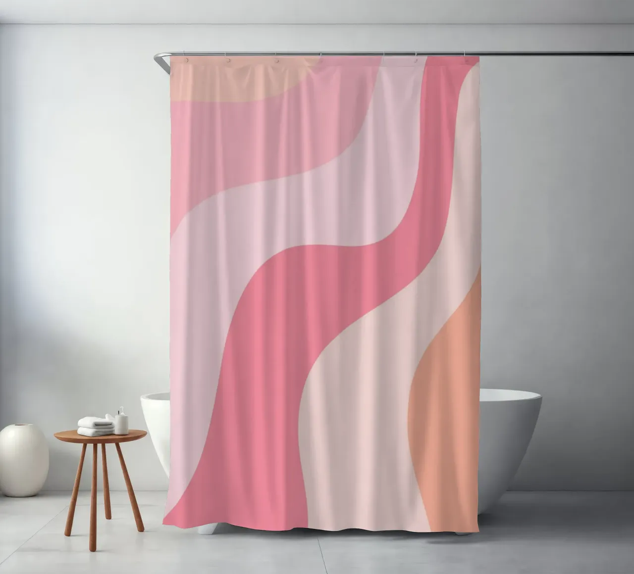 Groovy Pink & Orange Swirl Abstract Art Print shower curtain by homdeco