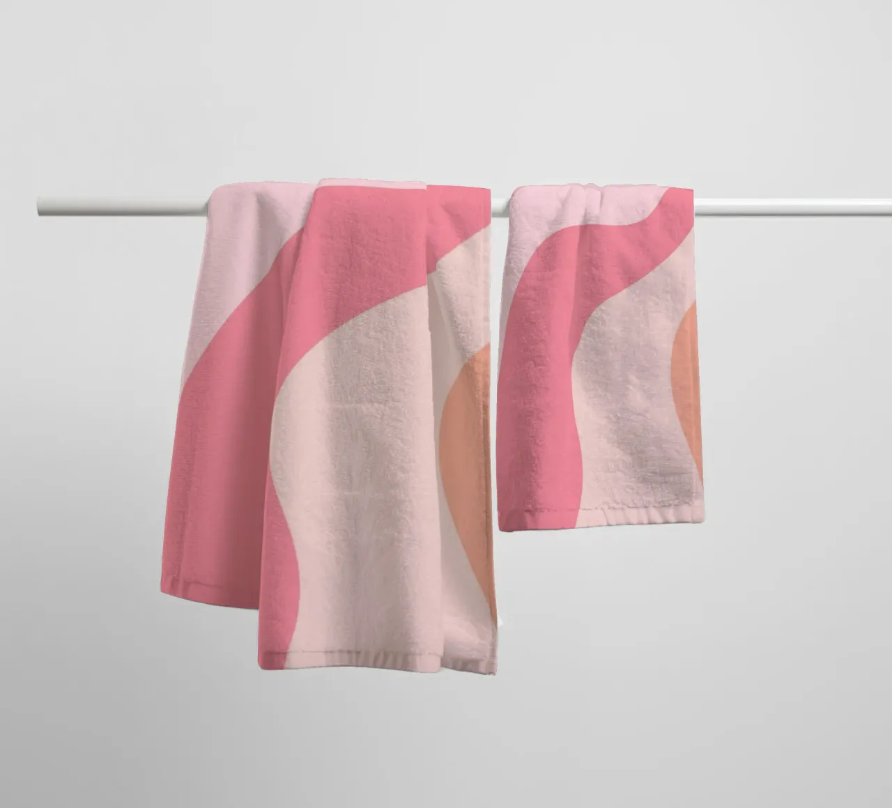 Groovy Pink & Orange Swirl Abstract Art Print towel by homdeco