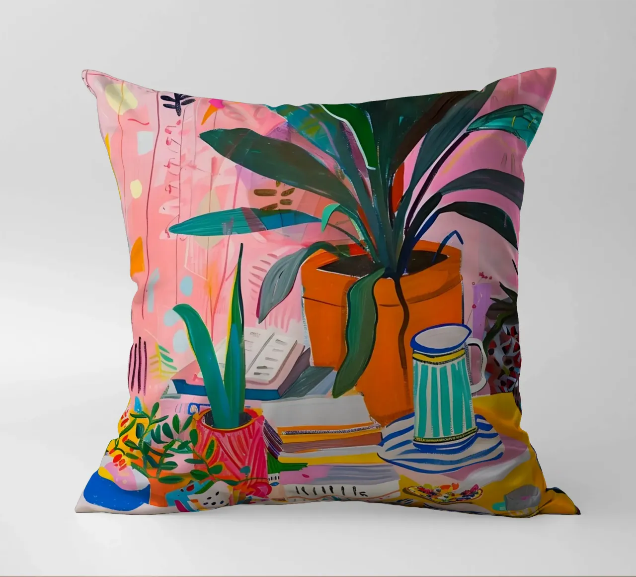 Piante vibranti da interno e nature morte astratte Pop Art cuscino da homdeco