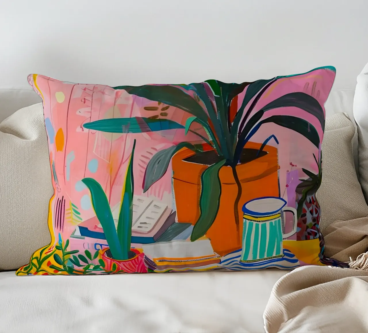 Piante vibranti da interno e nature morte astratte Pop Art cuscino da homdeco