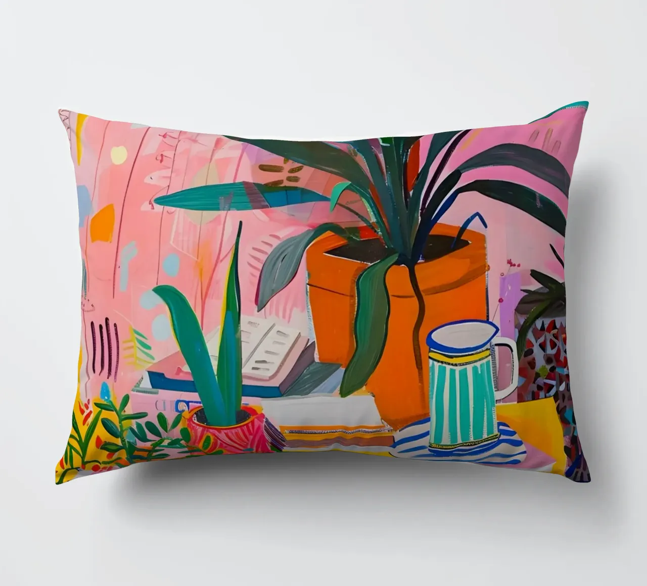 Piante vibranti da interno e nature morte astratte Pop Art cuscino da homdeco