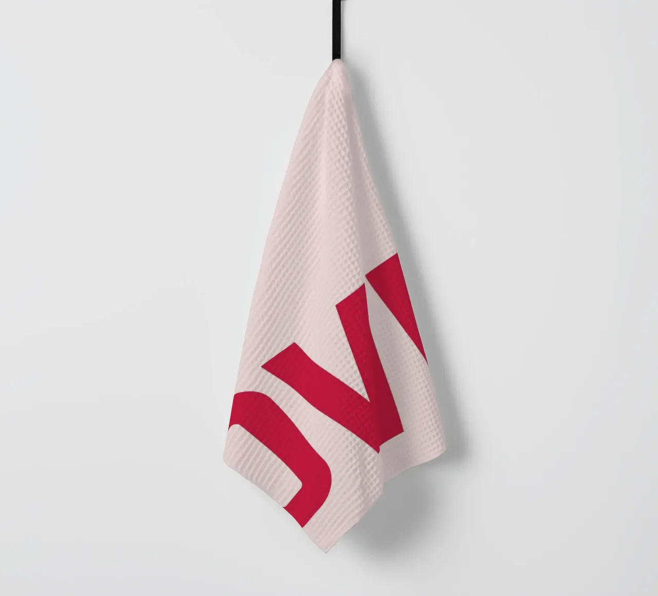 LOVE. Bold Minimalist Pink & Red Typographic Print tea towel by homdeco