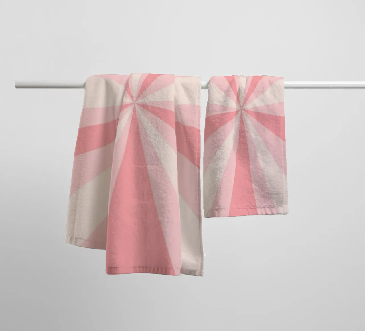 Pastel Pink Sunburst Retro Aesthetic Print towel by homdeco