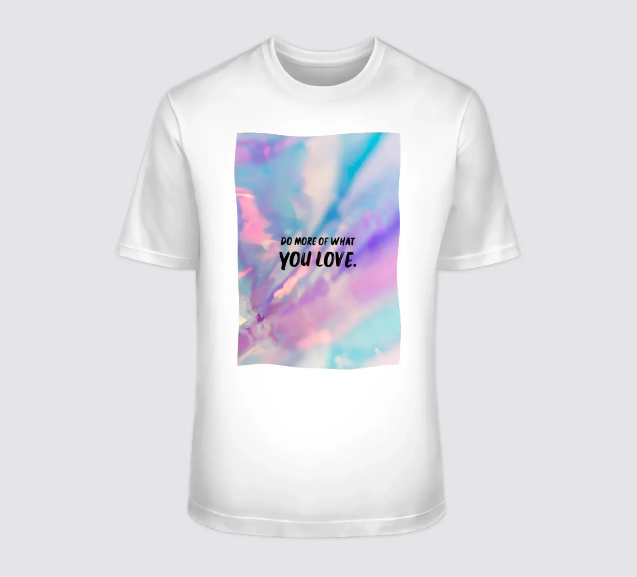 "Fai di più di ciò che ami" Stampa olografica a gradiente t-shirt da homdeco