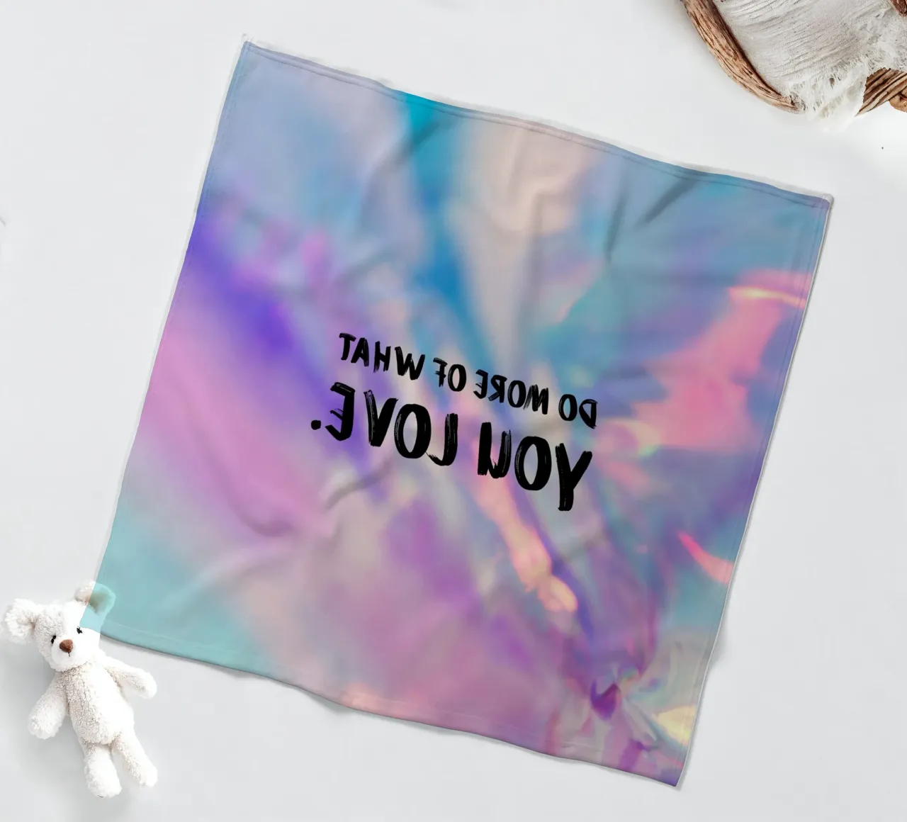 "Do More Of What You Love" Holographic Gradient Print fleece blanket by homdeco