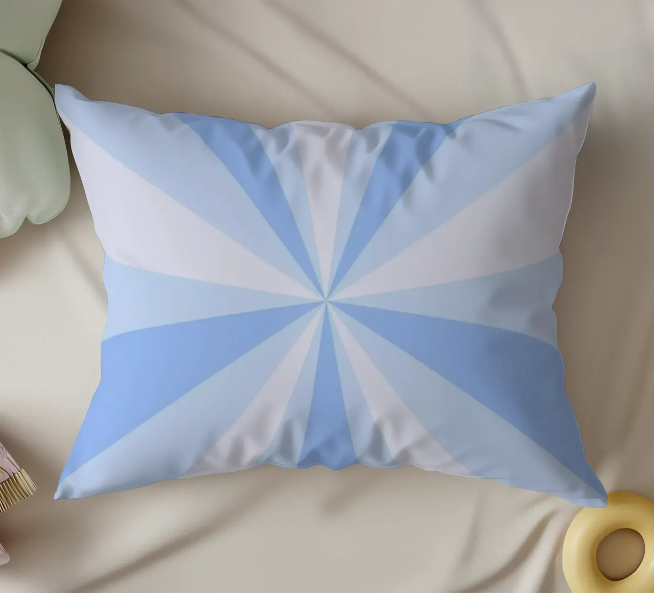 Stampa estetica retrò blu calmante a raggi di sole cuscino da homdeco