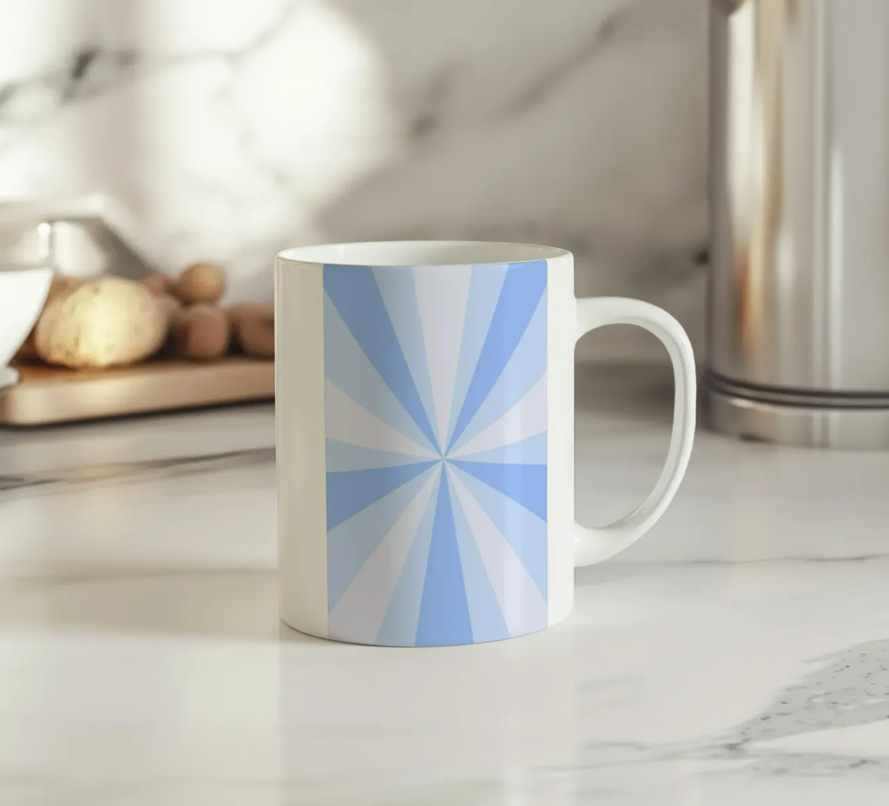 Stampa estetica retrò blu calmante a raggi di sole tazza in ceramica da homdeco