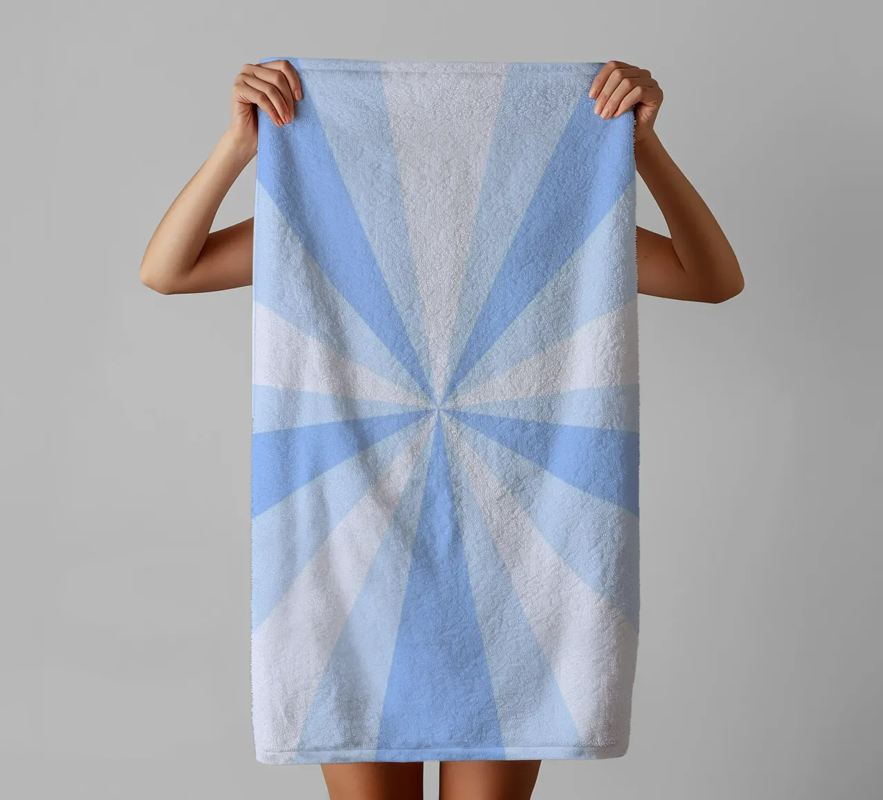 Calming Blue Sunburst Retro Aesthetic Print towel by homdeco