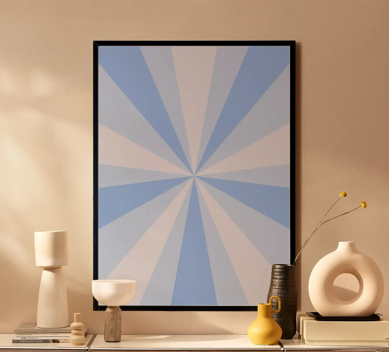 Calming Blue Sunburst Retro Aesthetic Print (imprimé esthétique rétro) poster de homdeco