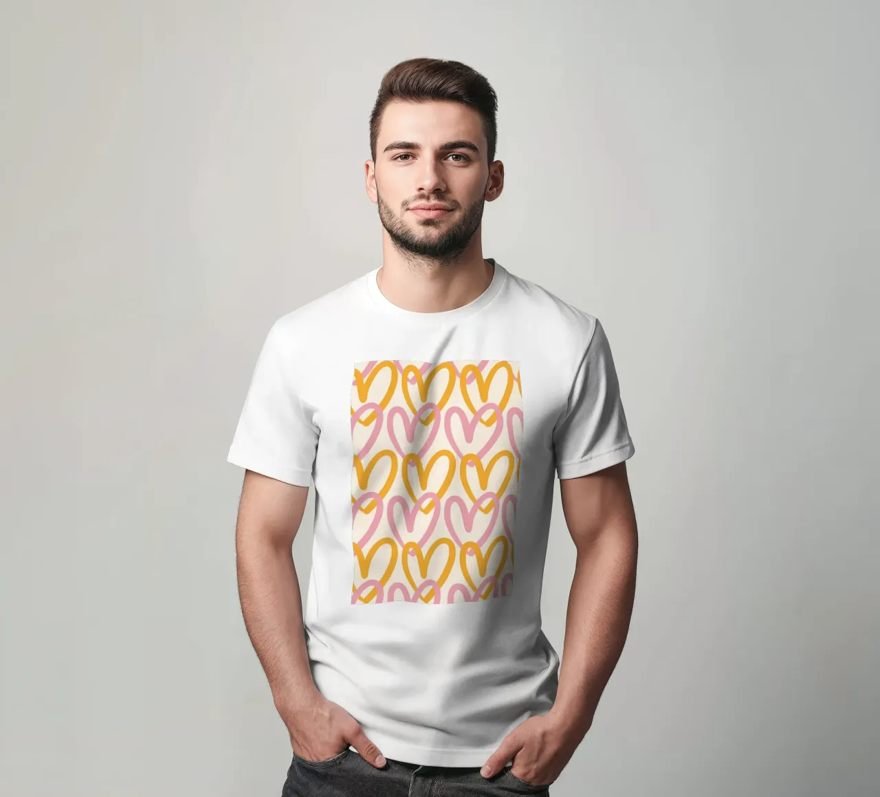 Stampa a cuore rosa e arancione Groovy t-shirt da homdeco